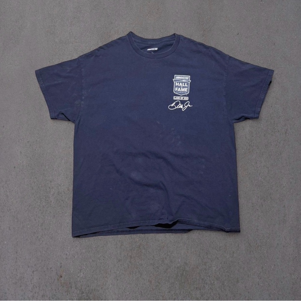 Navy blue NASCAR tee with white graphics